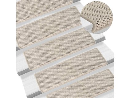 Samolepící nášlapy na schody vzhled sisal 15 ks 65x21x4 cm