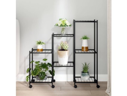 Stojan na květiny s kolečky 83 x 25 x 83,5 cm černý železo