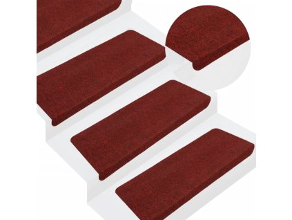 Samolepicí nášlapy na schody 15 ks 65x24,5x3,5 cm červené