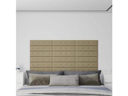 Nástěnné panely 12 ks cappuccino 60 x 15 cm umělá kůže 1,08 m²