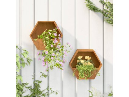 Nástěnné květináče 2 ks rezavé cortenová ocel 30 x 10 x 25 cm