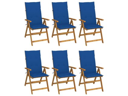 Skládací zahradní židle s poduškami 6 ks masivní akácie