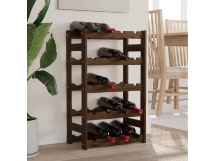 Stojan na víno na 20 lahví hnědý masivní borové dřevo