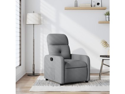 Polohovací křeslo světle šedé textil