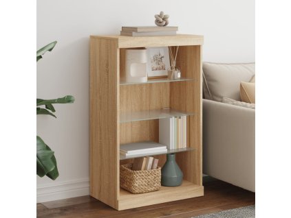 Příborník s LED osvětlením dub sonoma 60,5 x 37 x 100 cm