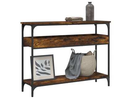 Konzolový stolek s policí kouřový dub 100 x 29 x 75 cm kompozit