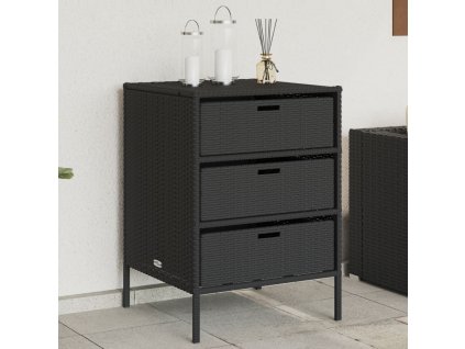 Zahradní úložná skříň černá 55 x 59 x 80 cm polyratan