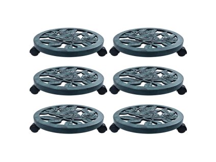 Vozíky pod květináč 6 ks zelené 38 cm plast
