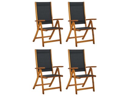 Skládací zahradní židle 4 ks masivní akáciové dřevo a textilen