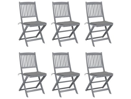 Skládací zahradní židle s poduškami 6 ks masivní akáciové dřevo