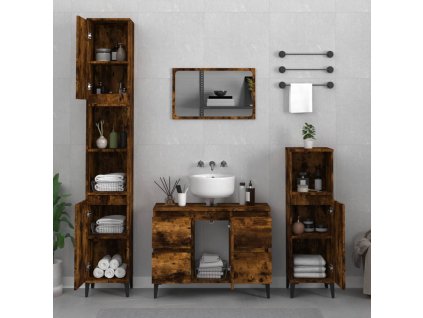 3dílný set koupelnového nábytku kouřový dub kompozitní dřevo