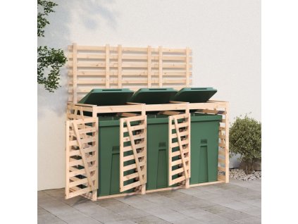 Úložný box na tři popelnice masivní borové dřevo