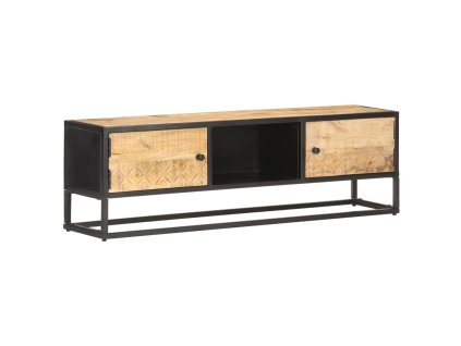 TV stolek s vyřezávanými dvířky 130x30x40 cm hrubý mangovník