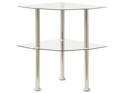 2patrový odkládací stolek průhledný 38×38×50 cm tvrzené sklo