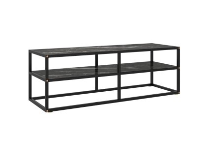 TV stolek černý s černým mramorovým sklem 120 x 40 x 40 cm