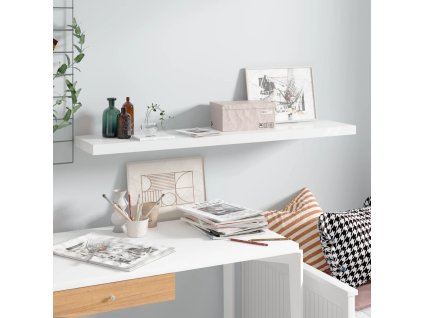 Plovoucí nástěnná police bílá vysoký lesk 120x23,5x3,8 cm MDF