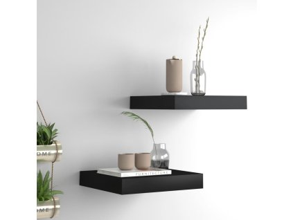 Plovoucí nástěnné police 2 ks černé 23 x 23,5 x 3,8 cm MDF