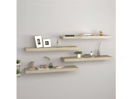 Plovoucí nástěnné police 4 ks dub 80 x 23,5 x 3,8 cm MDF