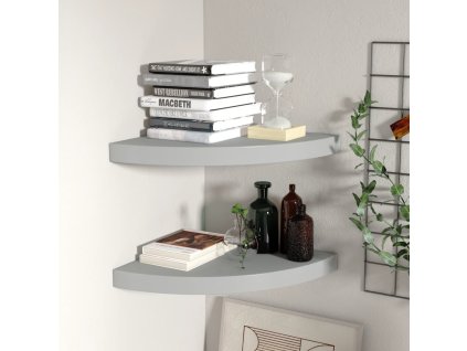 Plovoucí rohové police 2 ks šedé 35 x 35 x 3,8 cm MDF