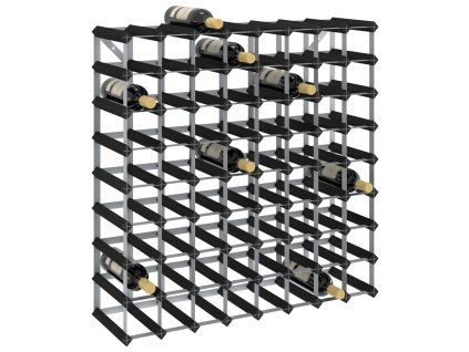 Stojan na víno na 72 lahví černý masivní borové dřevo