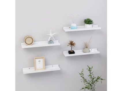 Nástěnné police 4 ks bílé s vysokým leskem 40 x 9 x 3 cm