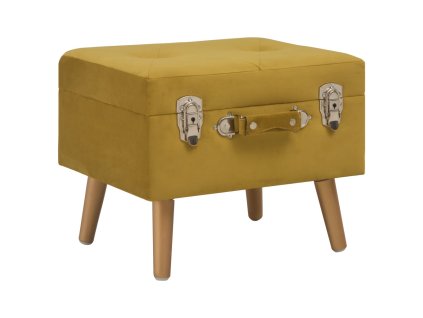 Stolička s úložným prostorem 40 cm hořčicově žlutá samet
