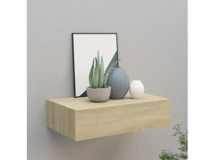 Nástěnná police se zásuvkou dub 40 x 23,5 x 10 cm MDF