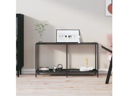 Konzolový stolek černý 140 x 35 x 75,5 cm tvrzené sklo