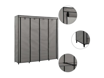 Šatní skříň se 4 přihrádkami šedá 175 x 45 x 170 cm