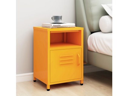 Noční stolek hořčicově žlutý 35 x 35 x 51 cm ocel