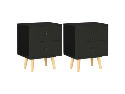 Noční stolky 2 ks černé 40 x 30 x 50 cm masivní borové dřevo