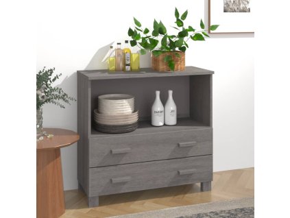 Příborník HAMAR světle šedý 85 x 35 x 80 cm masivní borovice