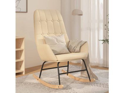 Houpací křeslo krémové textil 341255