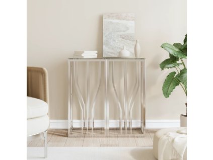 Konzolový stolek 70 x 30 x 70 cm nerezová ocel a sklo