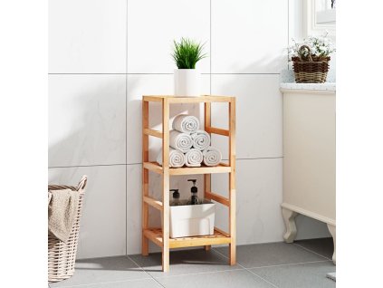 Koupelnová police 35,5 x 35,5 x 79 cm masivní ořechové dřevo