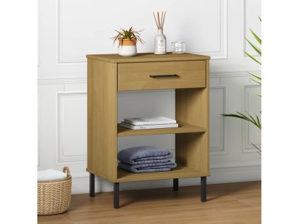 Konzolová skříňka s kovovými nohami hnědá masivní borovice OSLO