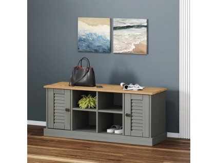 Lavice s botníkem VIGO šedá 106x35x45 cm masivní borové dřevo