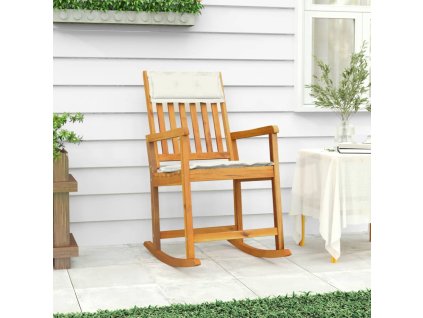 Houpací křeslo s poduškami masivní akáciové dřevo