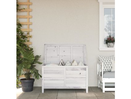 Zahradní úložný box bílý 99x49,5x58,5 cm masivní jedlové dřevo