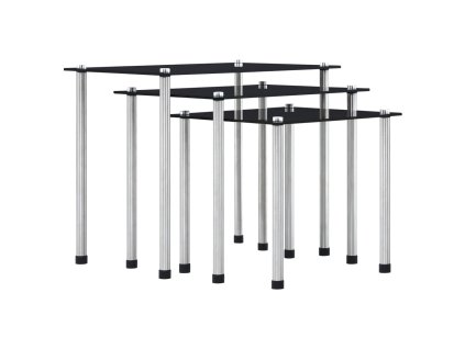 Hnízdové stolky 3 ks černé tvrzené sklo