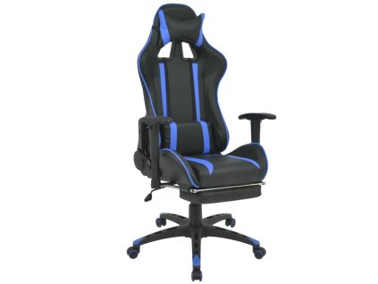 Polohovací kancelářská herní židle s podnožkou modrá