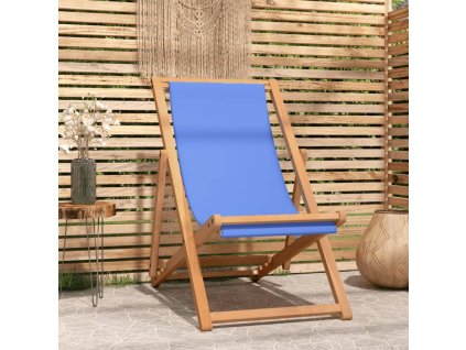 Kempingová židle teak 56 x 105 x 96 cm modrá