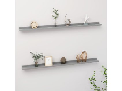 Nástěnné police 2 ks šedé 115 x 9 x 3 cm