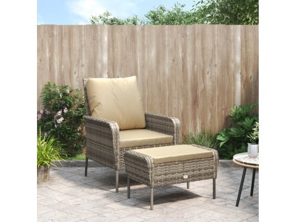 Zahradní křeslo s podnožkou světle hnědé polyratan