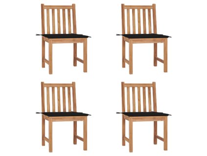Zahradní židle 4 ks s poduškami masivní teak