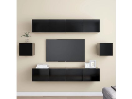 6dílný set TV skříněk černý kompozitní dřevo