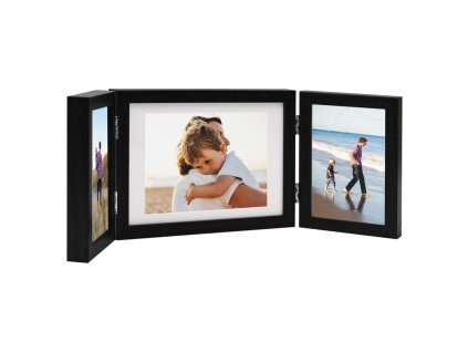 Třídílný fotorámeček černý 22 x 15 cm + 2 x (10 x 15 cm)