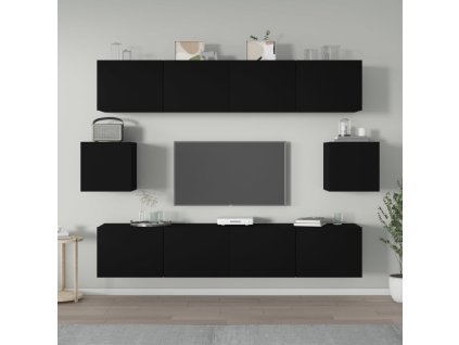 6dílný set TV skříněk černý kompozitní dřevo