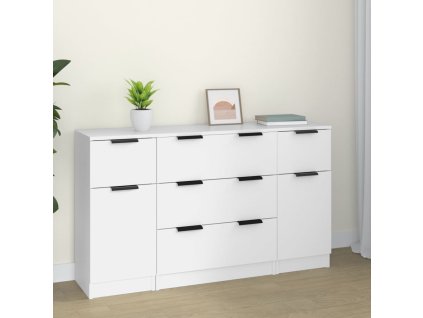 3dílná sada příborníků bílá kompozitní dřevo