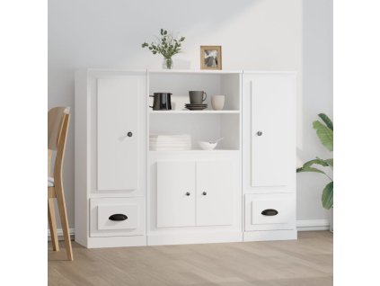 Příborníky 3 ks bílé kompozitní dřevo